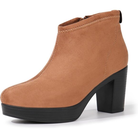 Hawkwell Women's Suede Arch Support Side Zipper Comfort Ankle Boot - Picture 1 of 7